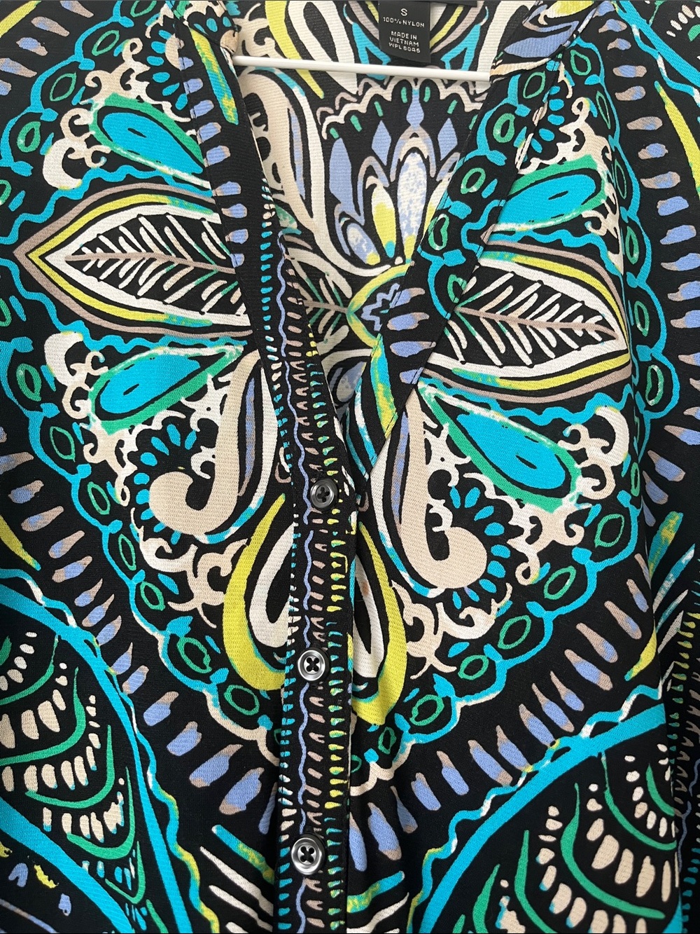 Style & Co. Teal Blue Black Printed V-Neck Tunic - Picture 5 of 5